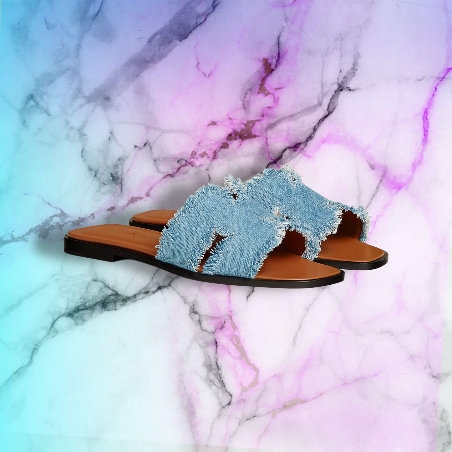 CLAQUETTE ORAN JEAN - BLUE/MARRON