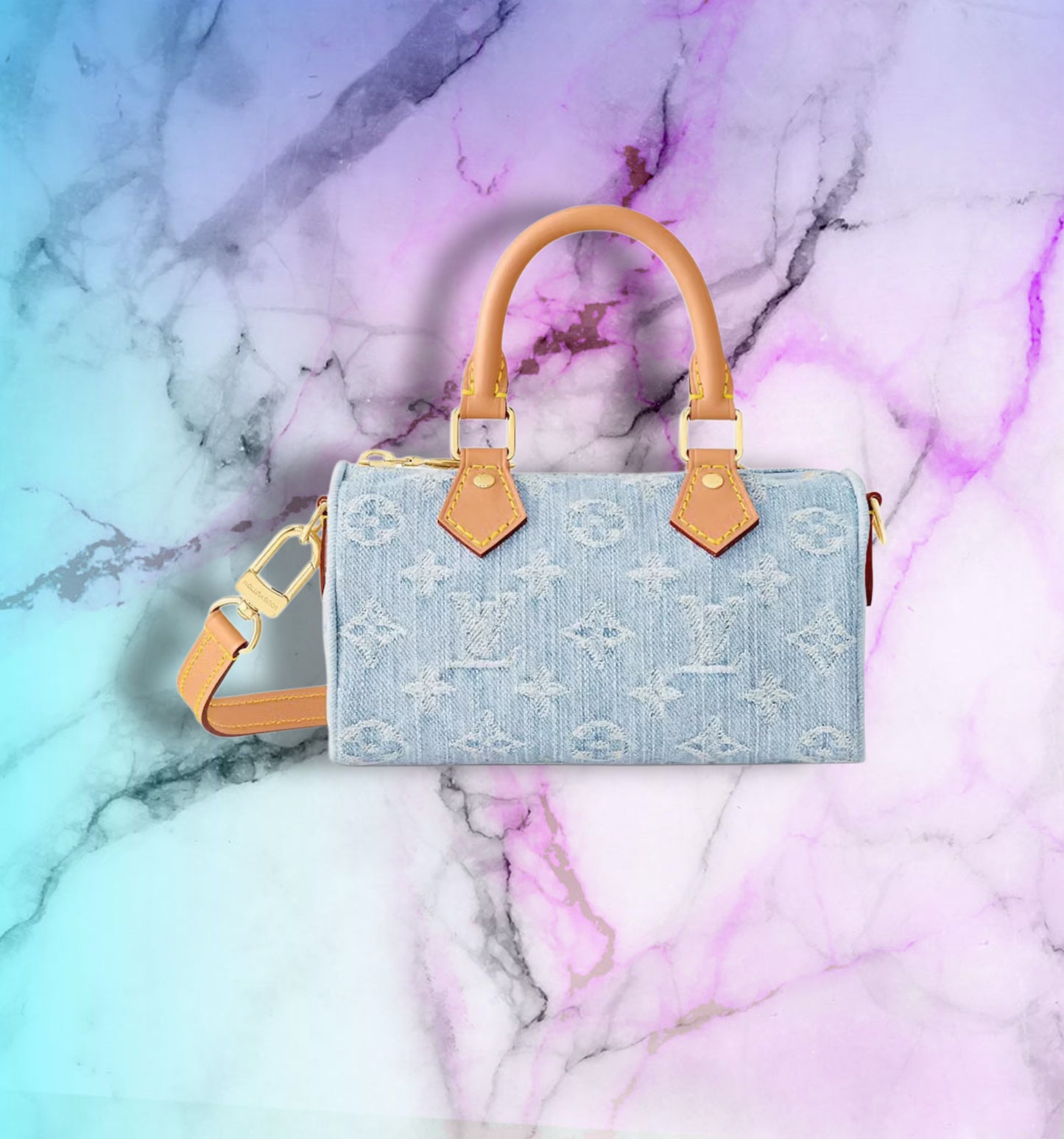 SAC À MAIN NANO SPEEDY JEAN - BLEU/BEIGE