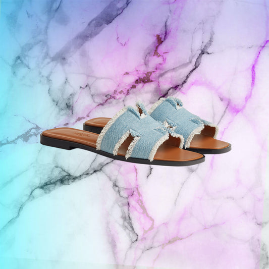 CLAQUETTE ORAN JEAN - BLEU/BLANC/MARRON