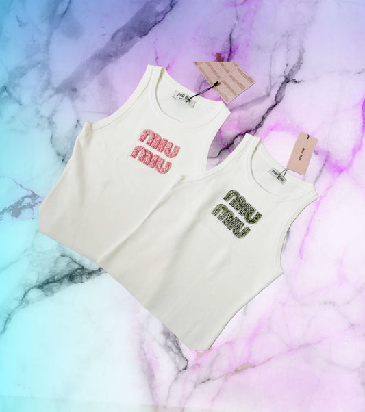 HAUT MIU MIU - BLANC/VERT/ROSE